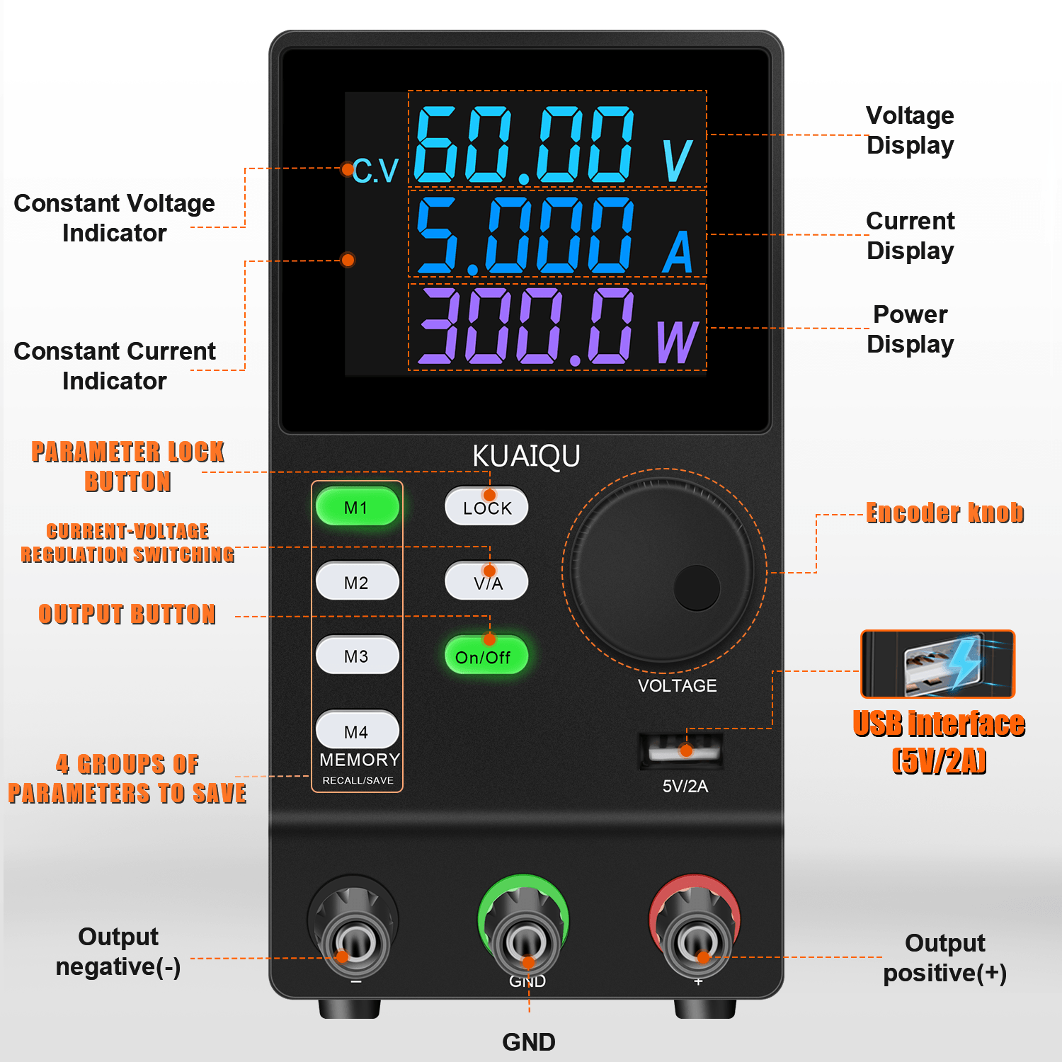 KUAIQU SPPS605D-232 300W Catu  - Programmable Dc Power Supply 60V 5A ulasan dan harga